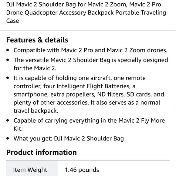 BNWT DJI Mavic 2 Shoulder Bag for Mavic 2 Quadcopter Accessory Backpack Portable - Picture 6 of 6